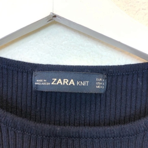 Zara Knit Navy Blue Stripe Sweater Top - Picture 7 of 7